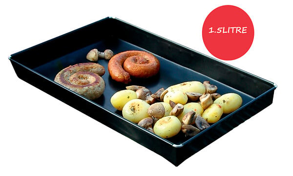 CENTRALE BRICO - Plat de cuisson pour barbecue et four 1.5L, noir - large