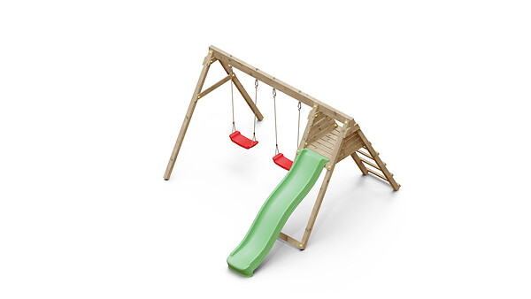 CHALET & JARDIN - Portique & Toboggan de jardin en bois  390 x 256 x 252 cm - Azalée - large