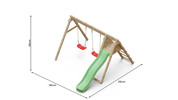 CHALET & JARDIN - Portique & Toboggan de jardin en bois  390 x 256 x 252 cm - Azalée - large