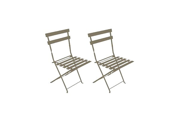 CHALET & JARDIN - Lot de 2 de chaises de jardin pliantes Bistrot en acier - Taupe - large