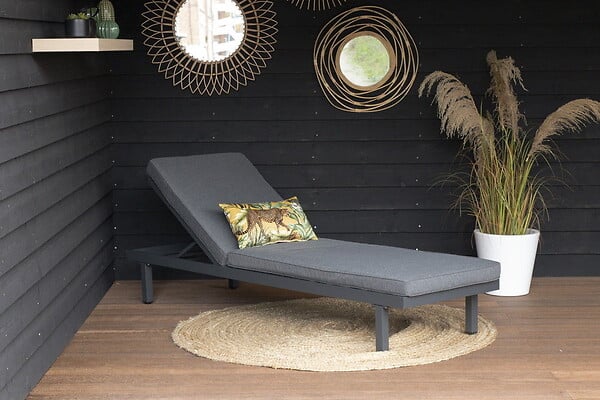 CHALET & JARDIN - Bain de soleil Aveiro en aluminium - matelas en polyester - Anthracite - large