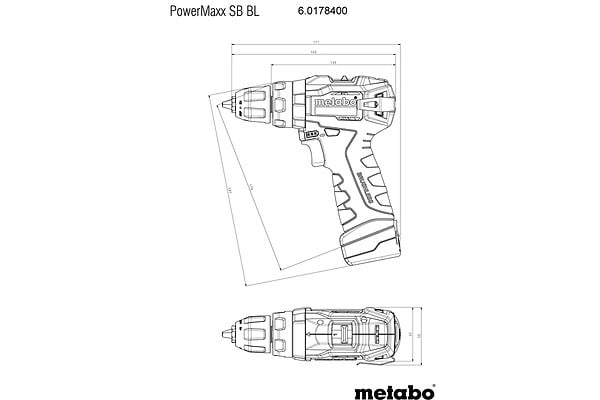 METABO - Coffret Perceuse à  percussion 12 V sans fil PowerMaxx SB BL 2 x 2,0 Ah Li-Power, LC12 - large