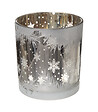 FEERIC LIGHTS & CHRISTMAS - Bougeoir Photophore en verre Blanc et Argent effet double impression H 8 cm - vignette