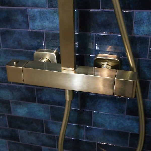 ESSEBAGNO - Quartos colonne de douche thermostatique 300 or brossé - large