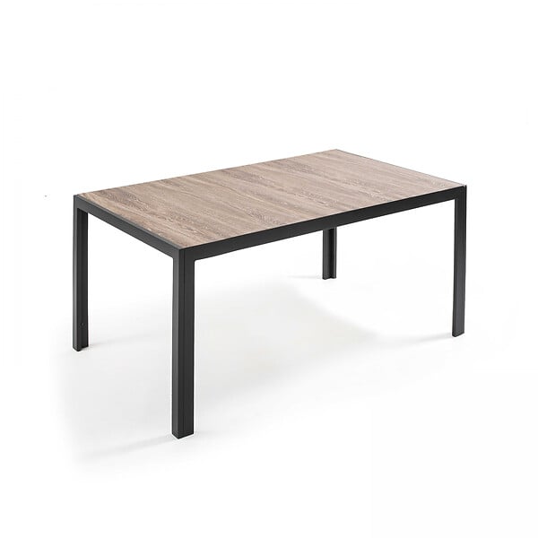OVIALA - Ensemble table de jardin et 6 chaises en aluminium et céramique bois - Tivoli - large