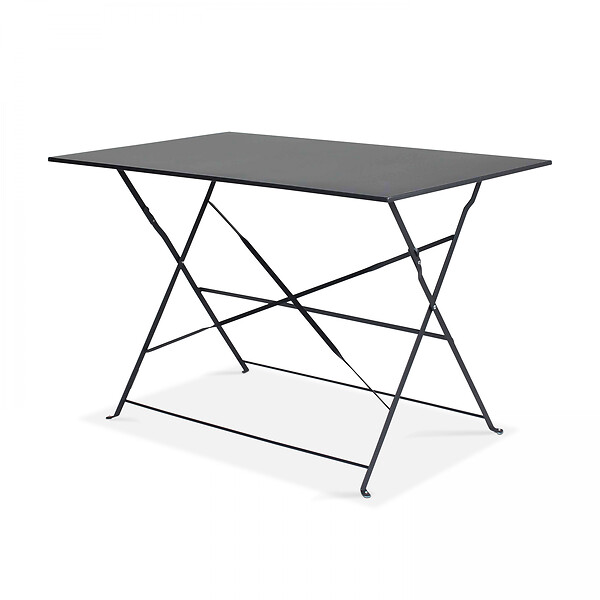 OVIALA - Table de jardin bistrot et 4 chaises pliantes en acier gris - Rome - large