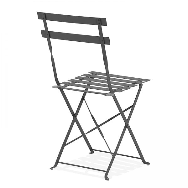 OVIALA - Table de jardin bistrot et 4 chaises pliantes en acier gris - large