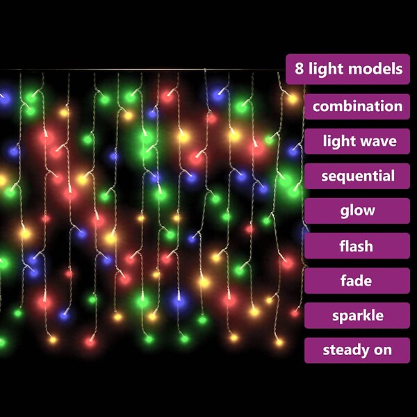 VIDAXL - vidaXL Rideau lumineux à glaçons LED 10m 400LED Multicolore 8fonctions - large