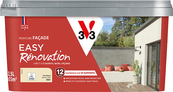 V33 PEINTURE - Peinture pour façades Easy Rénovation Ton pierre 2,5L - large