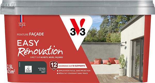 V33 PEINTURE - Peinture extérieure - Easy Rénovation - Anthracite - 2,5L - large
