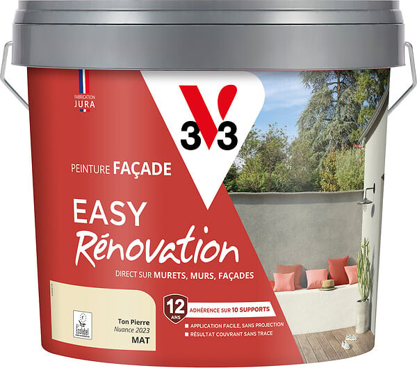 V33 PEINTURE - Peinture façade Easy Rénovation Ton pierre 10L - large