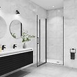 AICA SANITAIRE - AICA porte de douche pivotante 110x200cm avec un élément fixe Profilé noir mat Porte de douche Hauteur 200cm en verre anticalcaire - vignette