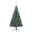 VIDAXL - vidaXL Demi-arbre de Noël artificiel pré-éclairé et boules vert 180 cm - vignette