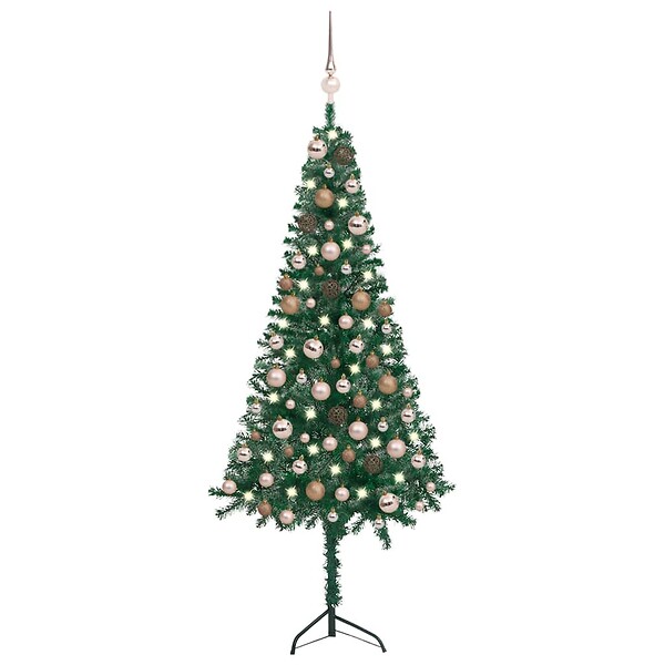 VIDAXL - vidaXL Arbre de Noël artificiel d'angle LED et boules vert 120 cm PVC - large