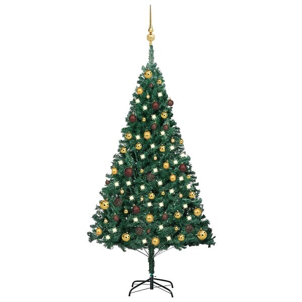 VIDAXL - vidaXL Arbre de Noël artificiel pré-éclairé et boules vert 150 cm PVC - large