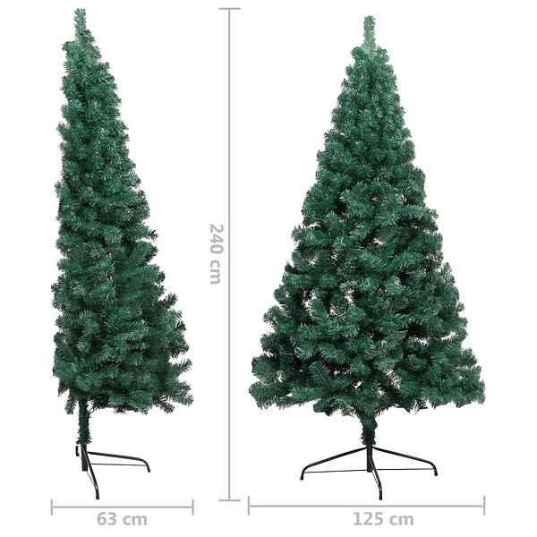 VIDAXL - vidaXL Demi-arbre de Noël artificiel pré-éclairé et boules vert 240 cm - large