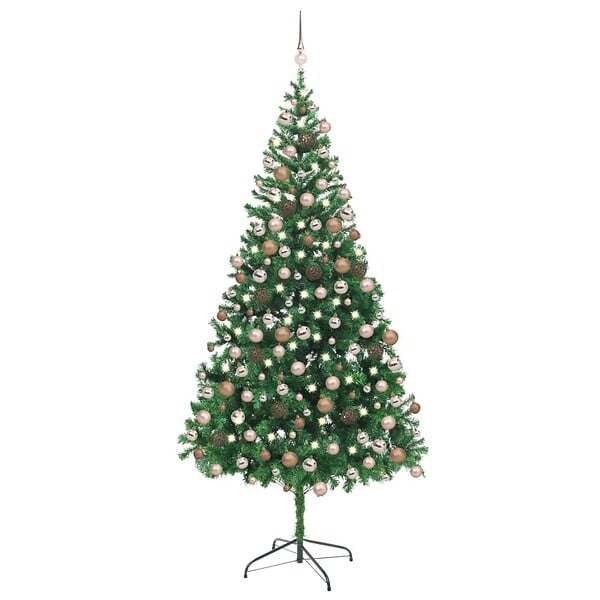 VIDAXL - vidaXL Arbre de Noël artificiel pré-éclairé/boules 210 cm 910 branches - large