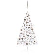 VIDAXL - vidaXL Demi-arbre de Noël artificiel pré-éclairé et boules blanc 120cm - vignette