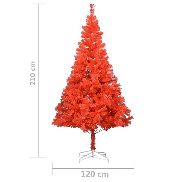 VIDAXL - vidaXL Arbre de Noël artificiel pré-éclairé et boules rouge 210 cm PVC - large