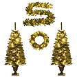 VIDAXL - vidaXL Arbres de Noël artificiels 2 pcs et couronne, guirlande et LED - vignette