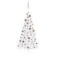 VIDAXL - vidaXL Demi-arbre de Noël artificiel pré-éclairé et boules blanc 180cm - vignette