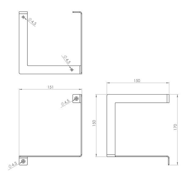 CIME - Console équerre parenthèse droite CIME acier blanc 150x150mm - large