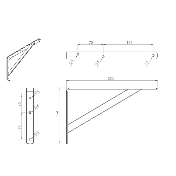 CIME - Console équerre renforcée CIME acier blanc 255x154mm - large