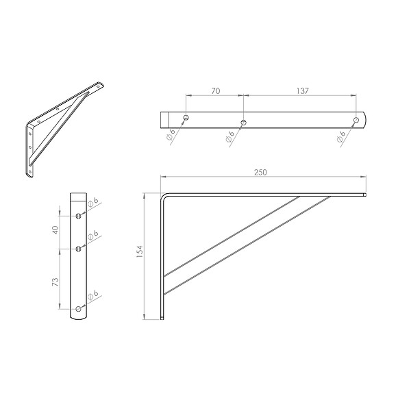 CIME - Console équerre renforcée CIME acier zingué 255x154mm - large