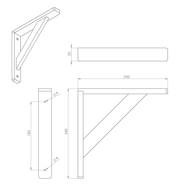 CIME - Console équerre décorative CIME pin naturel 240x240mm - large