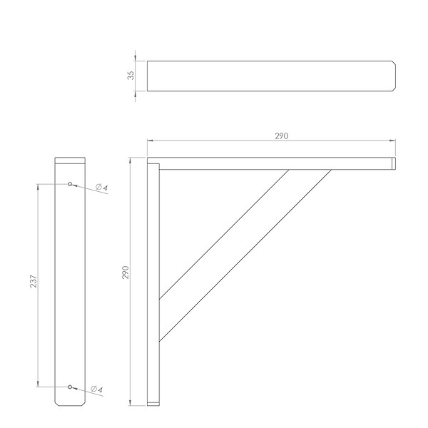 CIME - Console équerre décorative CIME pin naturel 290x290mm - large
