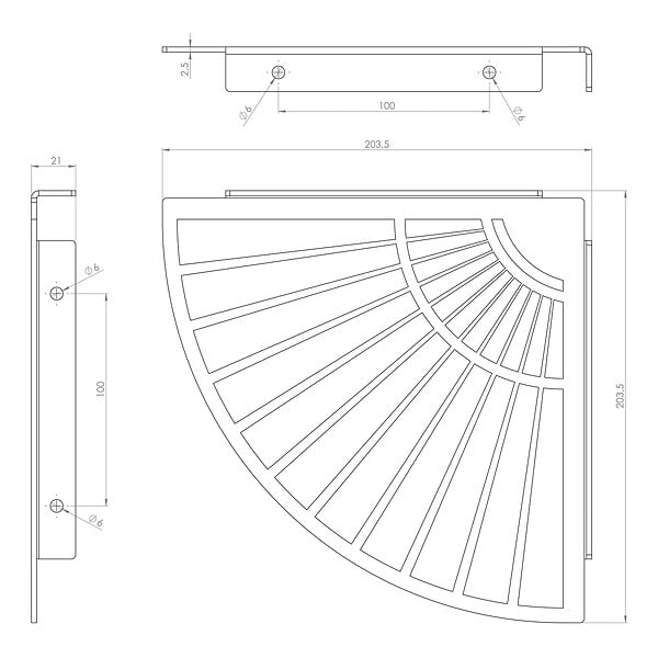 CIME - Lot de 2 consoles équerre soleil CIME 206x206mm modèle rond acier noir - large