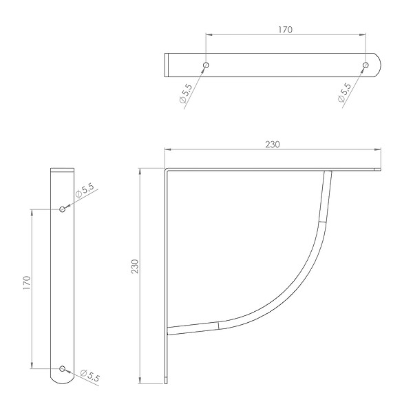 CIME - Console équerre Bi bop CIME 230x230mm acier gris - large