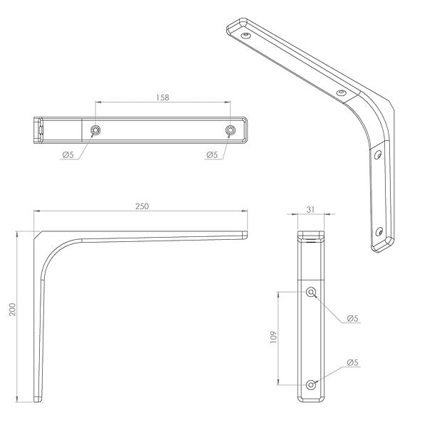 CIME - Console équerre moderne CIME 200x250mm acier gris - large