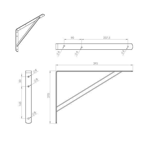 CIME - Console équerre renforcée CIME acier époxy blanc 395x270mm - large