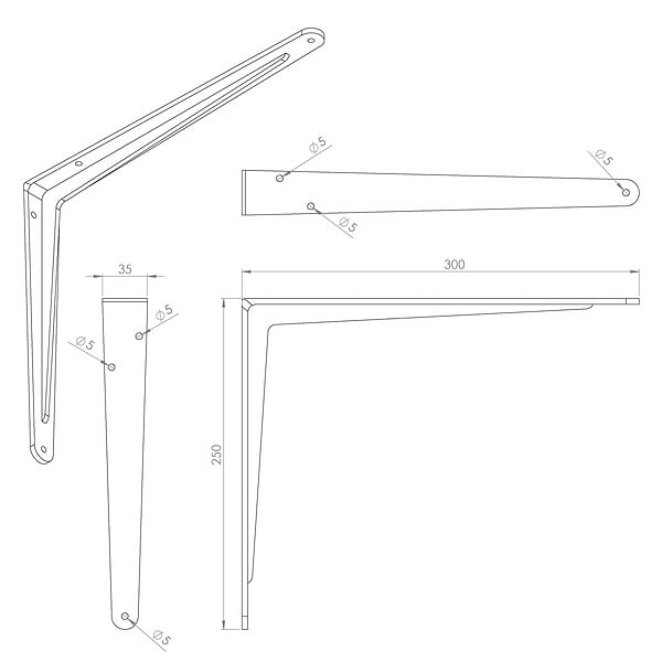 CIME - Console équerre charge lourde CIME aluminium 250x300mm - large