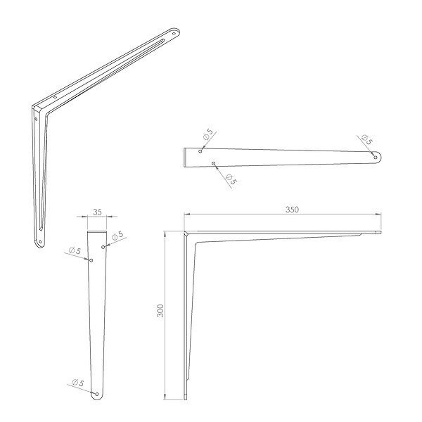 CIME - Console équerre charge lourde CIME aluminium gris 300x350mm - large