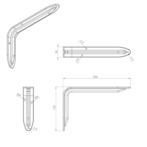 CIME - Console équerre CIME acier époxy blanc 230x150x35mm - large