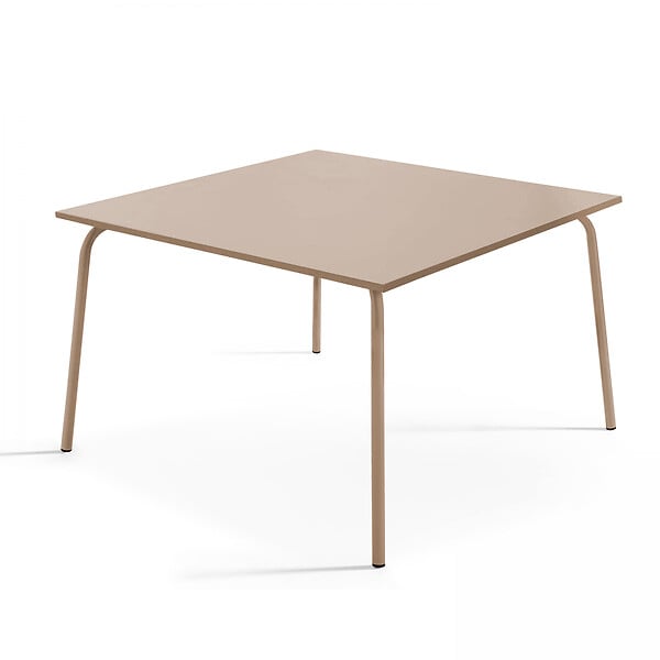OVIALA - Ensemble table de jardin carrée et 8 fauteuils en métal taupe - Palavas - large