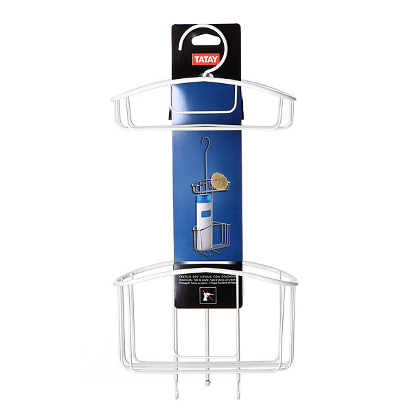 TATAY - Valet de Douche Métal TATAY 2 Niveaux Blanc - large