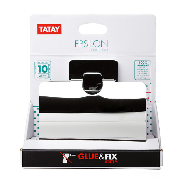 TATAY - Porte-rouleau WC zamak chromé Epsilon - Argent - Charge 5 kg - large