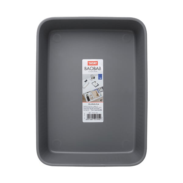 TATAY - Bac organiseur polypropylène Baobab A5 Gris anthracite 1,8 L - large