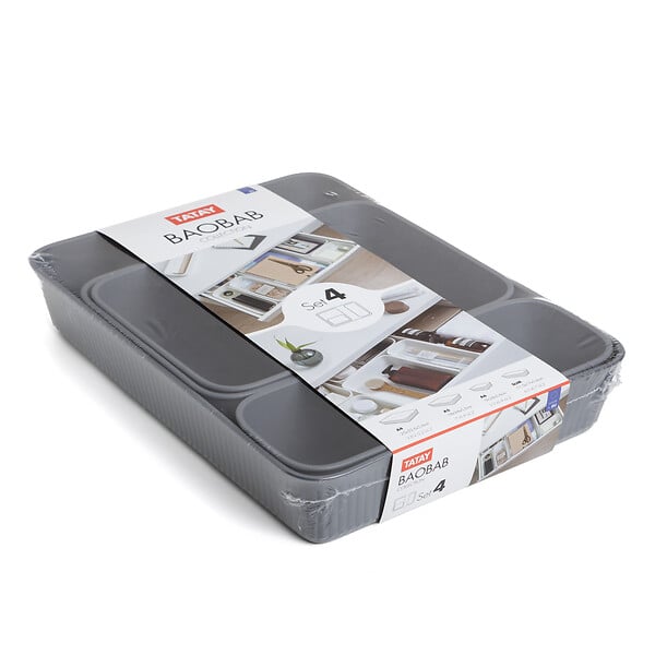 TATAY - Lot de 4 organiseurs Baobab - Polypropylène - Gris anthracite - large