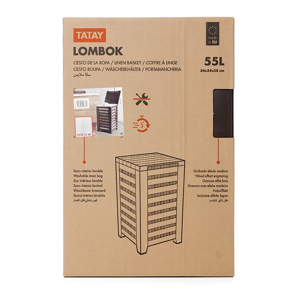 TATAY - Coffre à  linge TATAY Lombok 55 litres marron - large