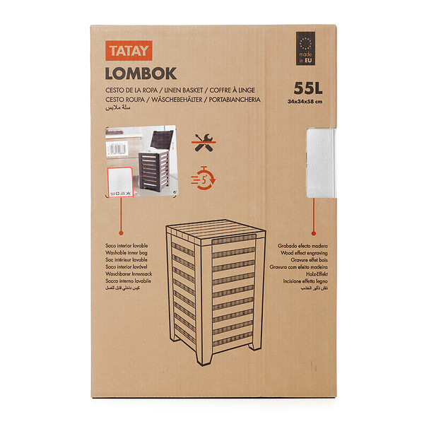 TATAY - Coffre à  linge TATAY Lombok 55 litres blanc - large