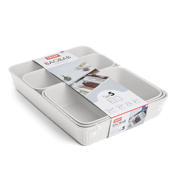 TATAY - Organiseurs TATAY baobab en lot de 5 blanc - large