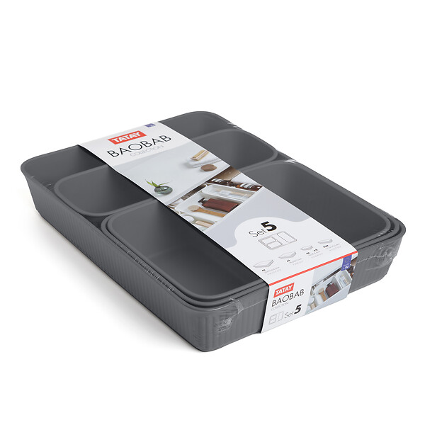 TATAY - Organiseurs TATAY baobab en lot de 5gris anthracite - large