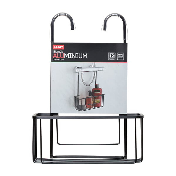 TATAY - Valet de douche suspendu aluminium - Noir mat - 1 niveau - large