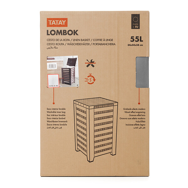 TATAY - Coffre à  linge TATAY Lombok 55 litres gris anthracite - large