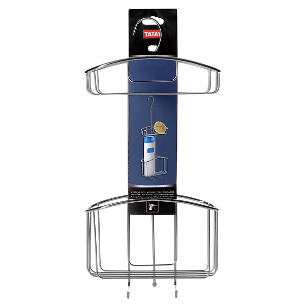 TATAY - Valet de douche métal 2 niveaux Chromé - large