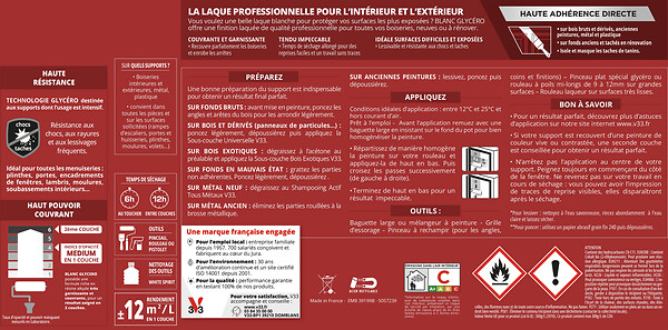 V33 PEINTURE - Peinture glycéro monocouche Blanc Satin - 5L - large